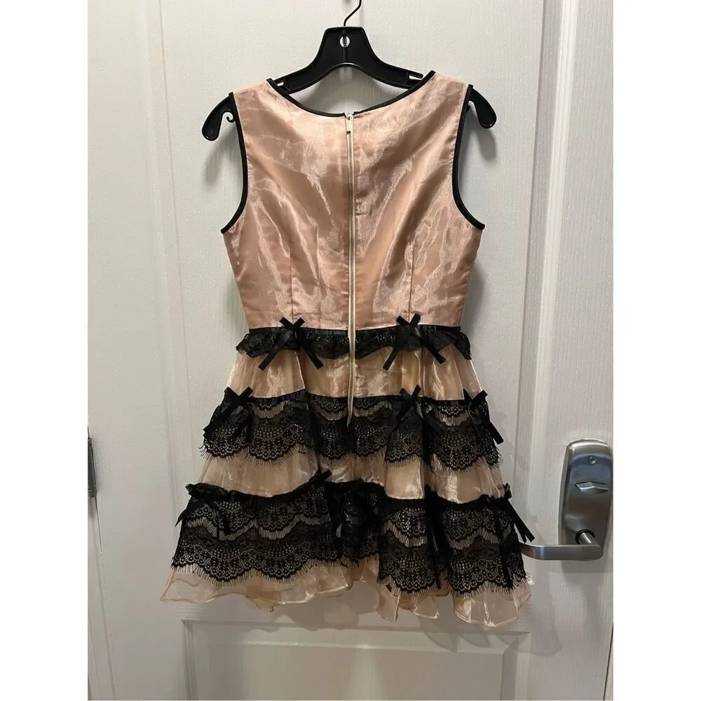 Gather Beauty Stitching Bow Lace Sleeveless Dress size 6 NWT wedding Guest Dress - Picture 3 of 4